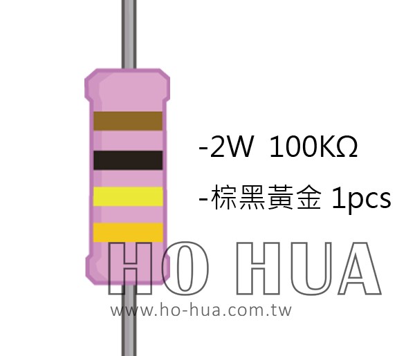 2WS 100KΩ 金屬皮膜電阻  ( 2WS-100K ) 2pcs