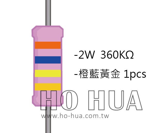 2WS 360KΩ 金屬皮膜電阻  ( 2WS-360K ) 2pcs