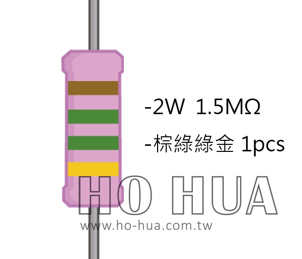 2WS 1.5MΩ 金屬皮膜電阻  ( 2WS-1.5M ) 2pcs