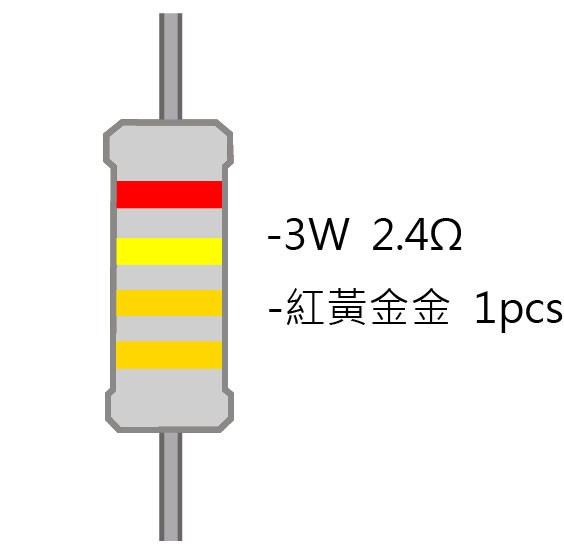 3WS 2.4Ω 金屬皮膜電阻  ( 3WS-2.4R/1pcs )