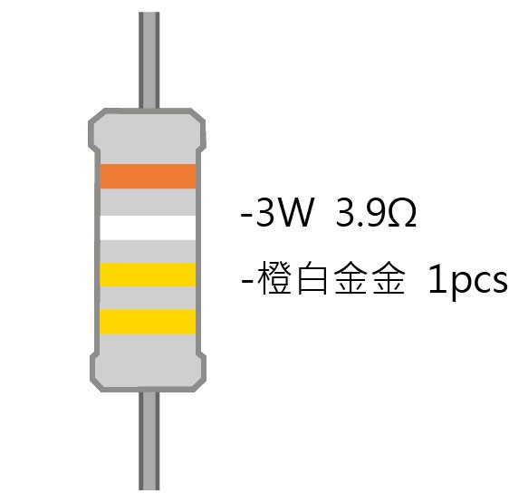 3WS 3.9Ω 金屬皮膜電阻  ( 3WS-3.9R/1pcs )