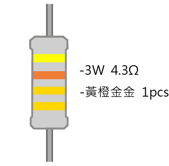 3WS 4.3Ω 金屬皮膜電阻  ( 3WS-4.3R/1pcs )