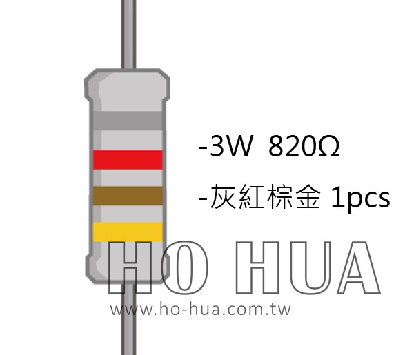3WS 820Ω 金屬皮膜電阻 ( 3WS-820R/1pcs )