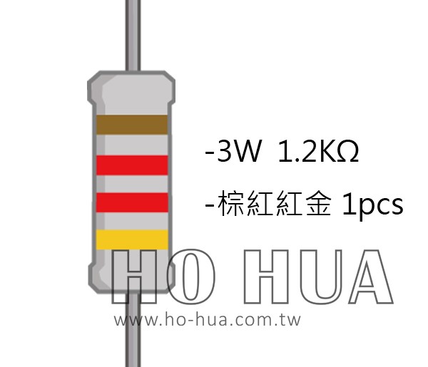 3WS 1.2KΩ 金屬皮膜電阻 ( 3WS-1.2K/1pcs )