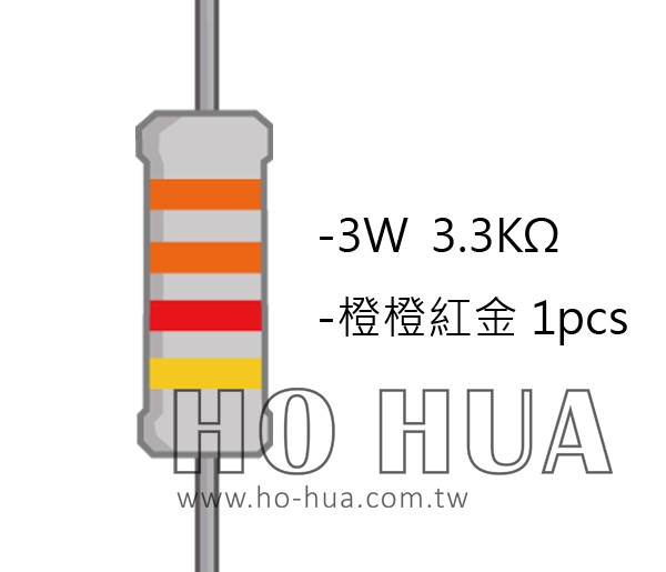 3WS 3.3KΩ 金屬皮膜電阻 ( 3WS-3.3K/1pcs )