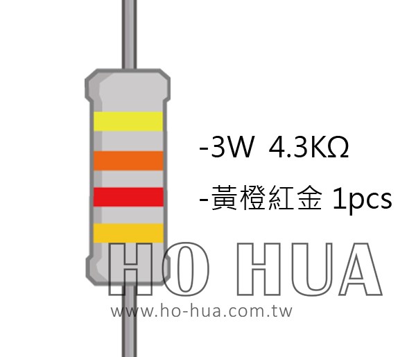 3WS 4.3KΩ 金屬皮膜電阻 ( 3WS-4.3K/1pcs )