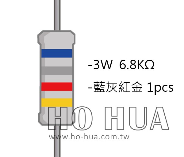 3WS 6.8KΩ 金屬皮膜電阻 ( 3WS-6.8K/1pcs )