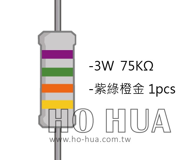 3WS 75KΩ 金屬皮膜電阻 ( 3WS-75K/1pcs )
