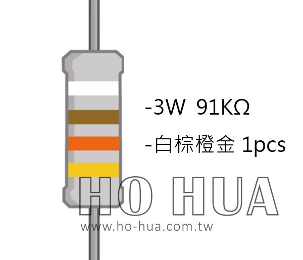 3WS 91KΩ 金屬皮膜電阻 ( 3WS-91K/1pcs )