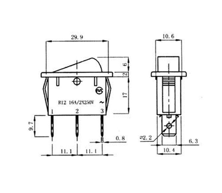 3P帶燈斜面開關