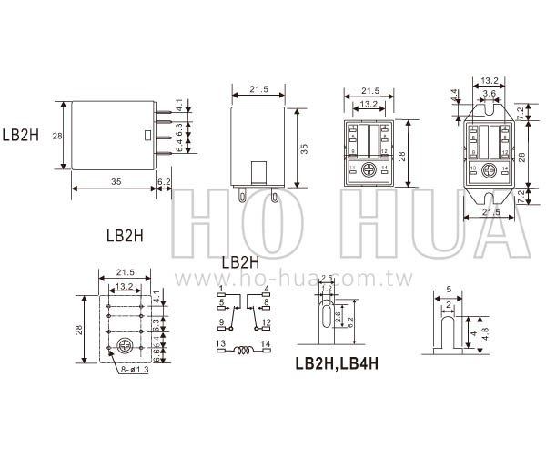 LB2HN-12DS"2組接點"繼電器焊線附LED ( LB2HN-12DS/DC12V )