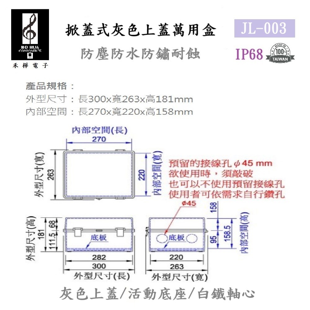 JL系列 工業用防水控制盒規格表