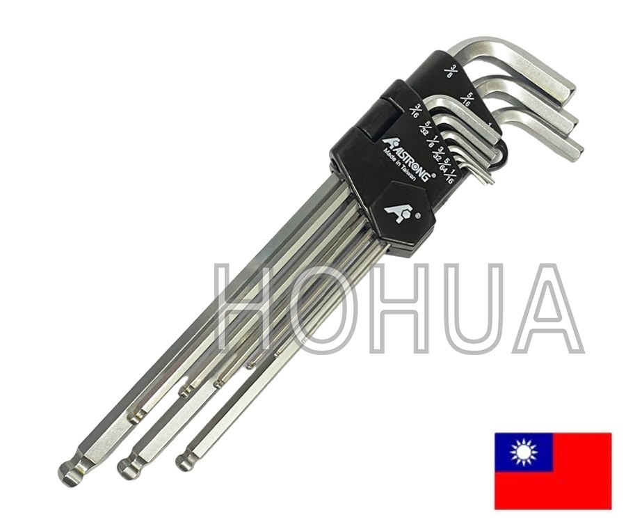 ALSTRONG 英制S2鋼白球超長六角板手組9pcs ( ALS-HX-CDB-09RX )