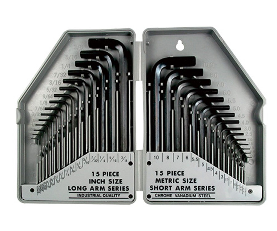 SWELL 公英制鉻釩鋼短六角板手組30pcs ( SW-HX-009-30AM )