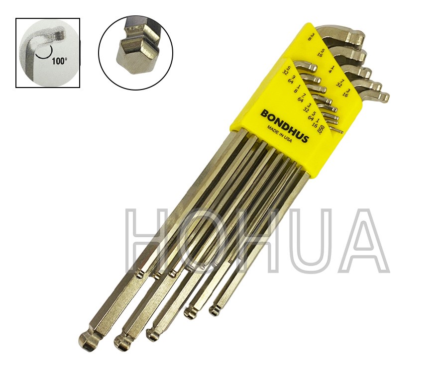 BONDHUS 美製英制短型雙頭球型白金六角板手組13pcs ( 77037 )
