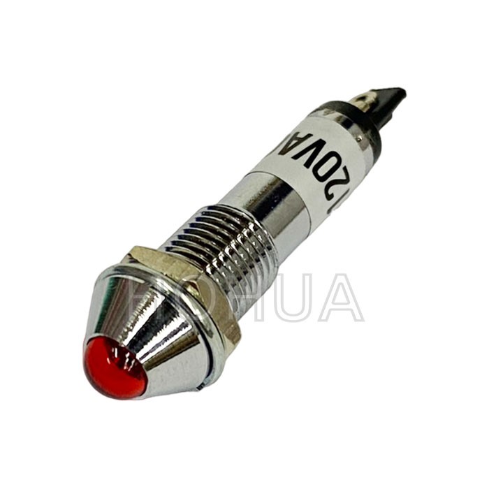 銅殼尖型紅殼指示燈 110AC