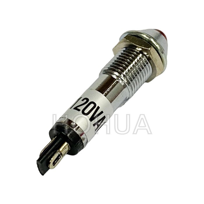 銅殼尖型紅殼指示燈 110AC