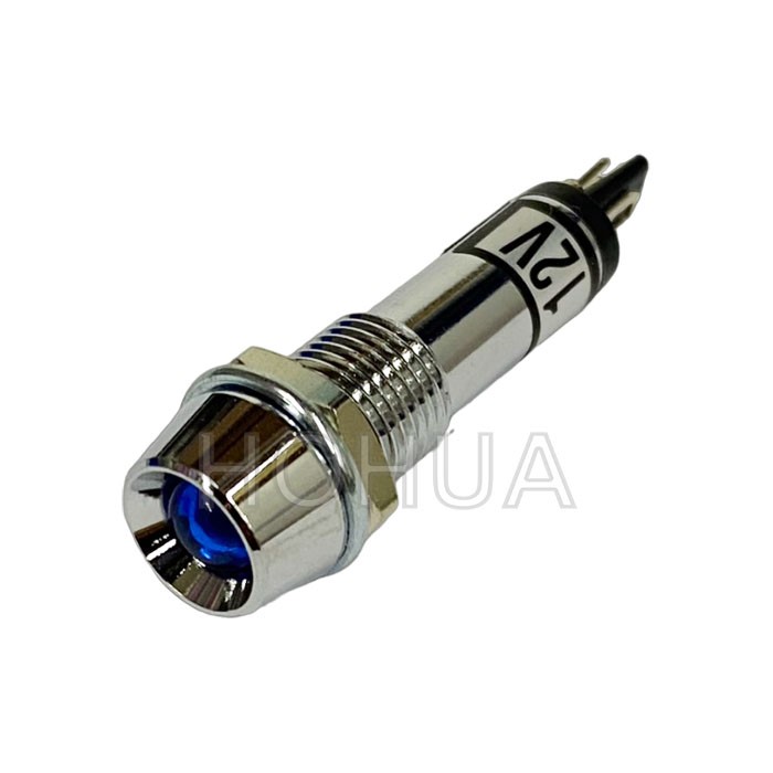 銅殼井型LED指示燈12V/藍光 ( G3218C/LED-BL )
