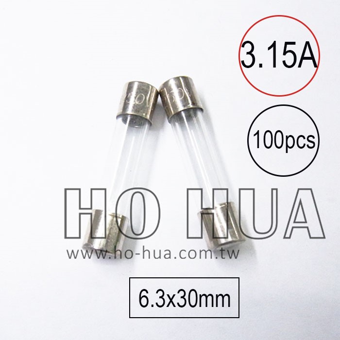 301-3.15A 保險絲 100pcs ( 3.15A250VAC 6.3x30mm )
