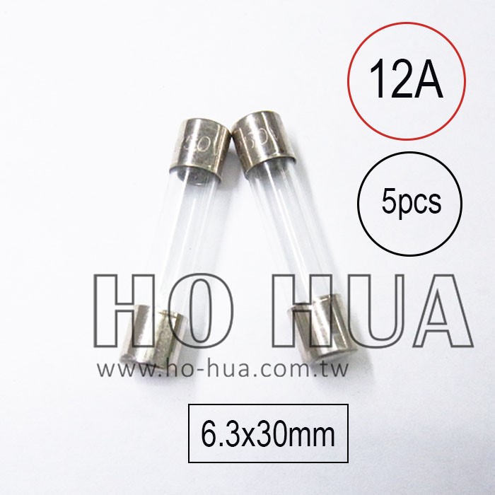 301-12A 保險絲 5pcs ( 12A250VAC 6.3x30mm )
