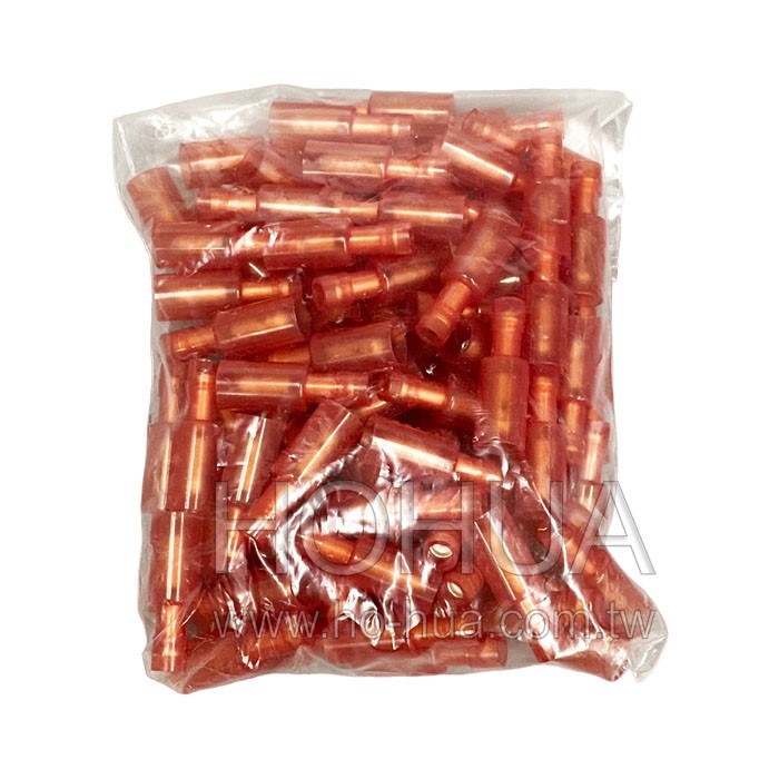 全絕緣子彈型公端子 透紅色 100pcs ( 1-156MC ) ( BD1-4AFC )