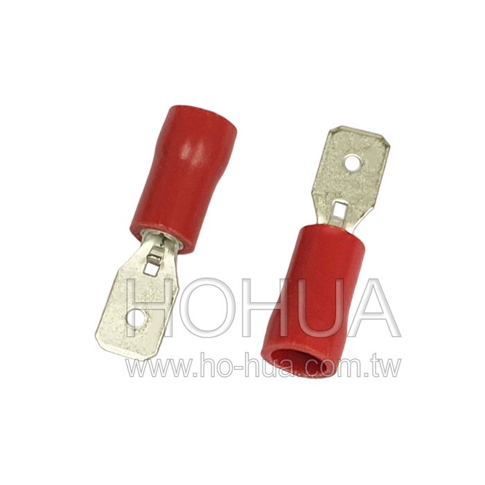 全絕緣公插端子 紅色 100pcs ( 1-187MD ) ( M1-4.8VC )