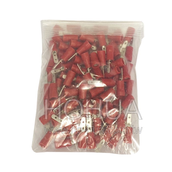 全絕緣公插端子 紅色 100pcs ( 1-110M ) ( M1-2.8VC )