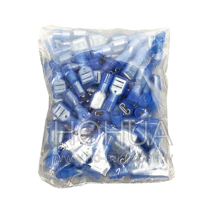 全絕緣母插端子 透藍膠 100pcs ( 2-250F ) ( F2-6.4AQ-T )