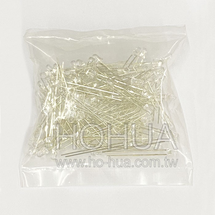 3mm透膠 高綠LED 100pcs ( VF3.0-3.2V 30度 ) 