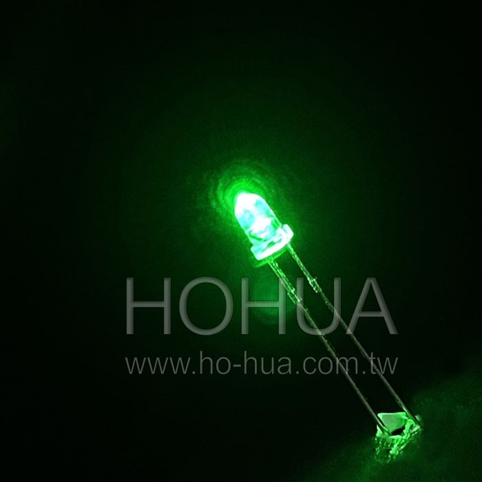 3mm透膠 綠LED 2pcs ( VF3.0-3.2V 25度 ) 