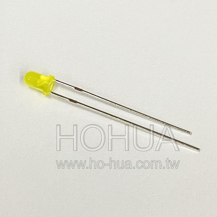 3mm霧黃膠 黃LED 5pcs ( 2.1-2.6V 20mA ) 