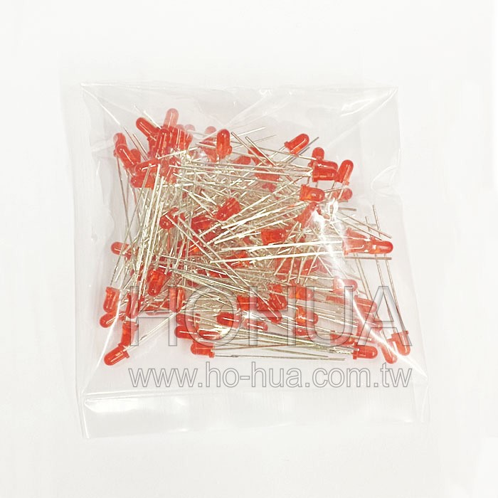 3mm霧紅膠 紅LED 100pcs ( 2.3-2.6V 20mA ) 