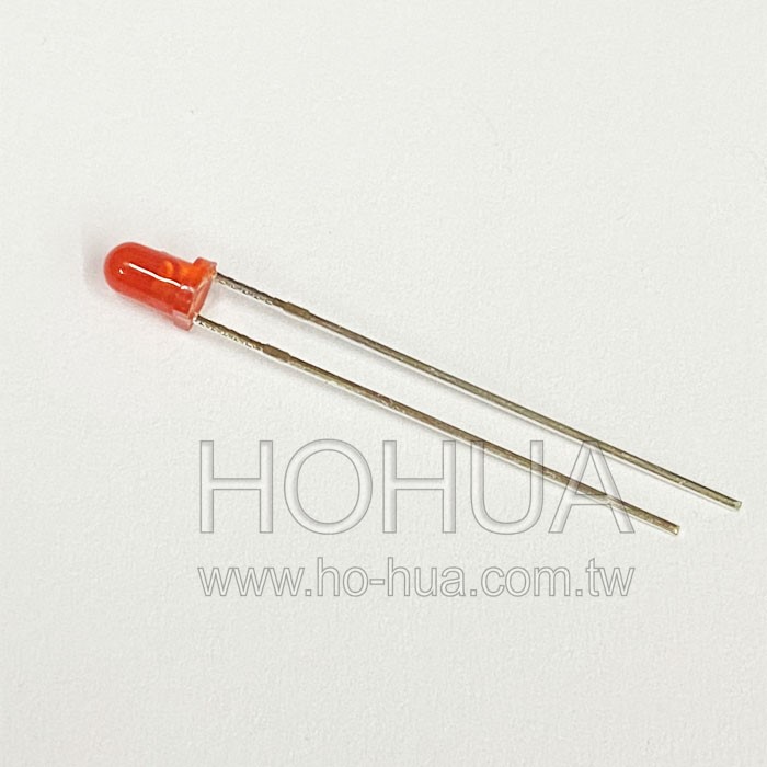 3mm霧紅膠 紅LED 5pcs ( 2.3-2.6V 20mA ) 