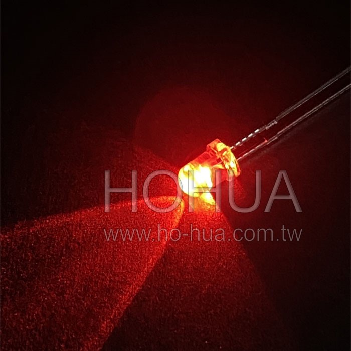 3mm透膠 紅LED 2pcs ( VF2.2V 30度 ) 