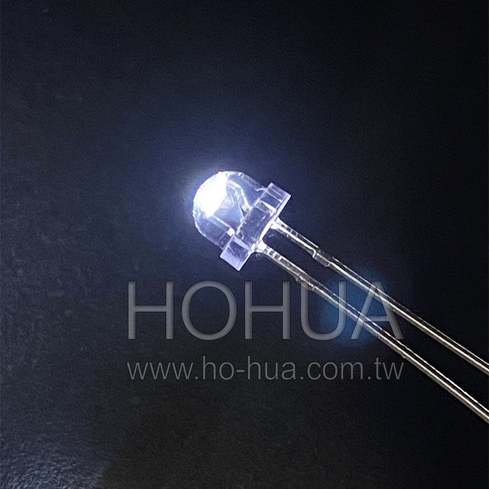 5mm鋼盔型 冷白光 100pcs ( 3.4V 20mA 120度 )