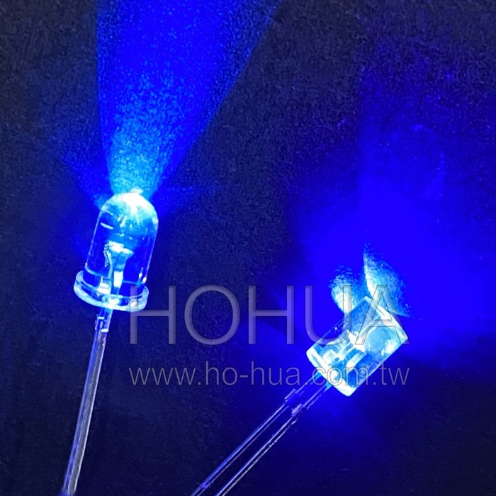 5mm圓柱型 透藍LED 100pcs ( 3.2V 20mA 465~470nm 85° )