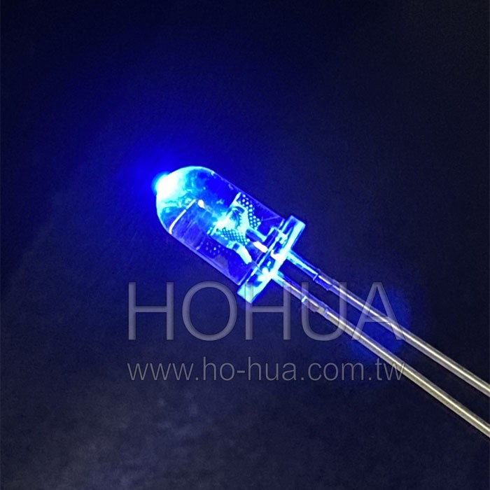 5mm透膠 藍光LED 2pcs ( 2.8~3.0V 20mA 25度 )