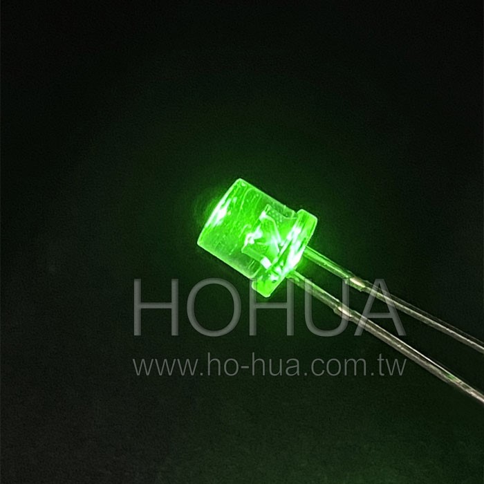 5mm圓柱型 透綠LED 2pcs