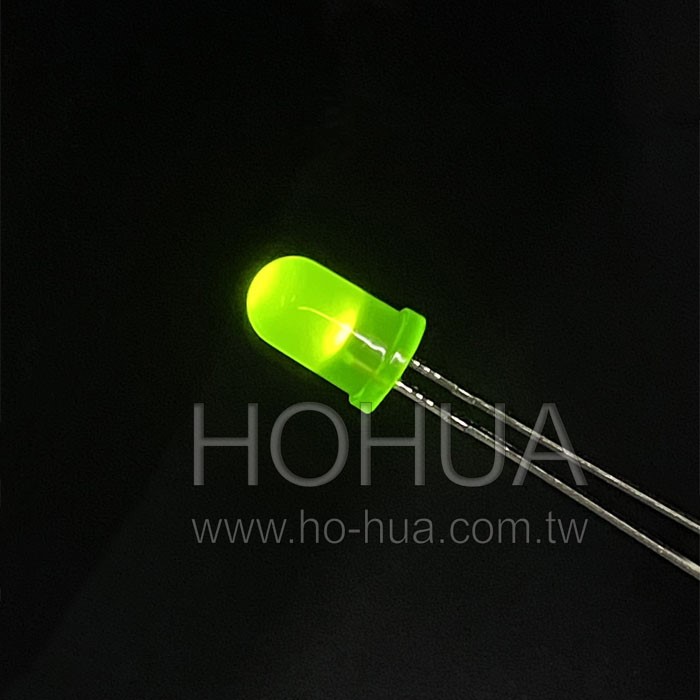 5mm霧綠膠 綠LED 5pcs ( 2.2-2.6V 20mA )