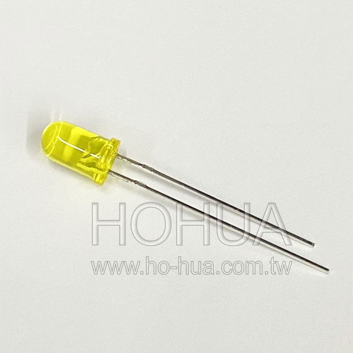 5mm聚黃膠 黃LED 5pcs ( 2.1-2.6V 20mA )