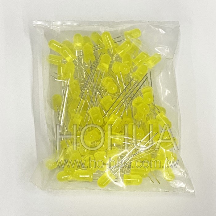 5mm霧黃膠 黃LED 100pcs ( L053YD )