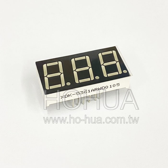 0.56" 三八共陰 高紅 黑面白膠 ( XDK-5361ARWD )
