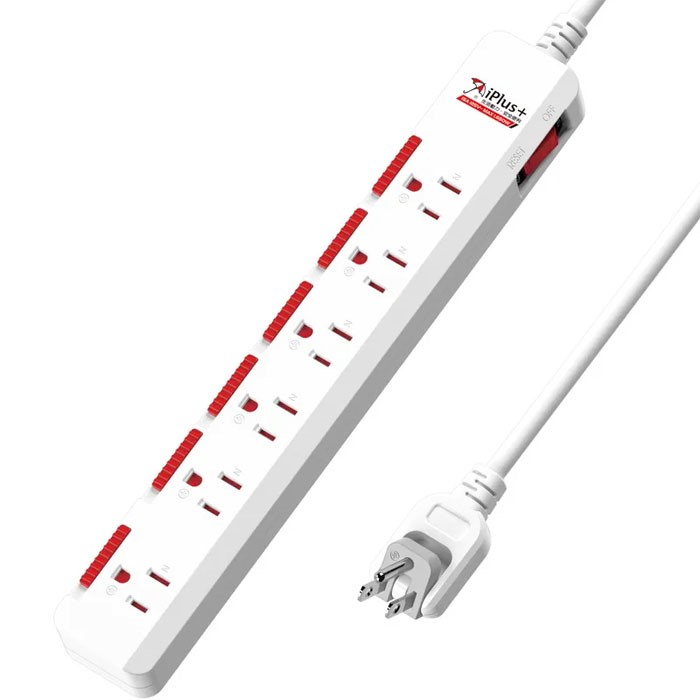 iPlus+ 1開6插護蓋延長線15A 6尺 PU-3163S-6