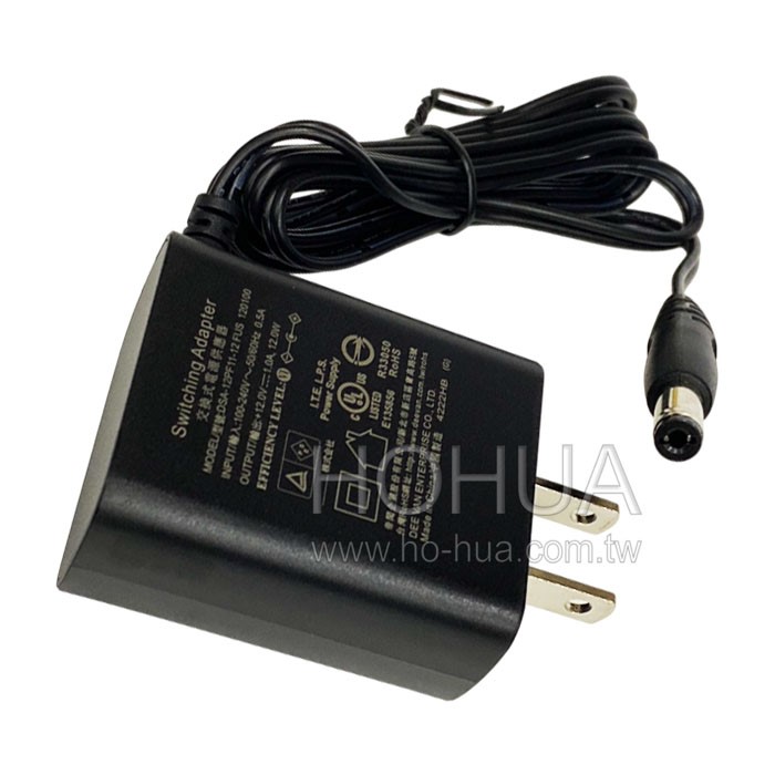 直插式DC 12V 1A變壓器 ( 12V-1A-DVE-B )