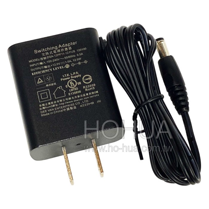 直插式DC 12V 1A變壓器 ( 12V-1A-DVE-B )