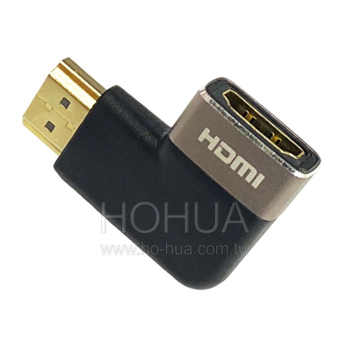 金屬鋁殼 4K8K HDMI公-母 右側彎轉向頭  HA010