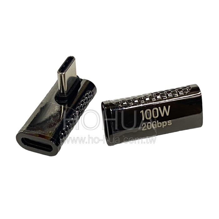 TYPE-C 公-母 100W 20G 中側彎轉接頭