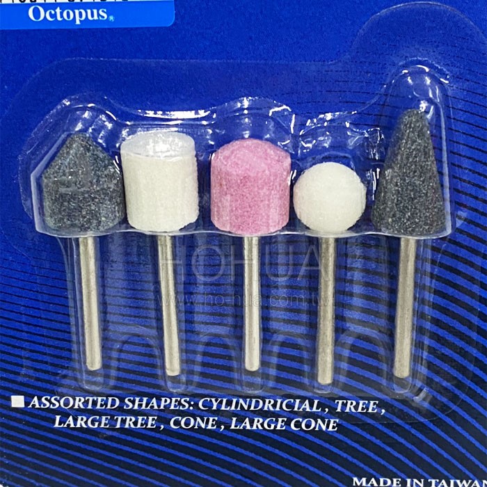 Octopus 帶柄砂輪組 5pcs 3mm柄 963.005