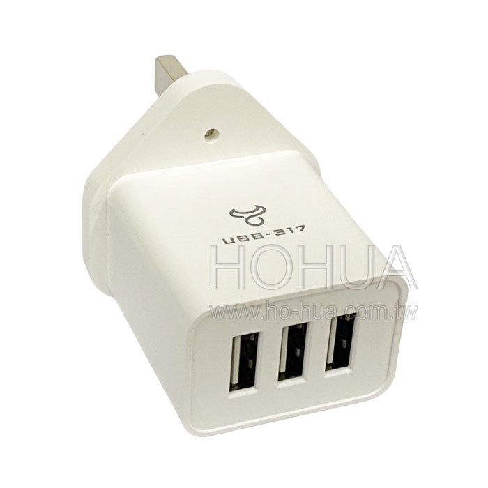 POWER BULL 英規T型3USB充電器3.1A UTA-87