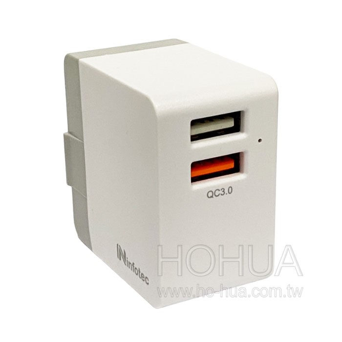 infotec QC3.0迷你雙孔快速充電器 INF-CC-201